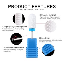 4 x Ceramic Nail Cutter Bits Set Nail Cutter Attachment Set Premium Ceramic Bits Set Professional Grinding Body Grinding Head for Manicure Pedicure Nail Care Ceramic Bits for Nail Cutter