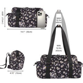 HUA ANGEL Women's Mini Sports Bag Lightweight Multi Pockets Small Waterproof Gym Bag with Adjustable Strap for Swimming Pool Yoga Beach Summer, Daisy