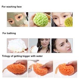 3Pcs Body Bath Sponge, Yellow/Green/Orange Natural Fiber Soft Body Bath Sponge Honeycomb Texture Cleansing Body Shower Loofahs for Shower Exfoliating