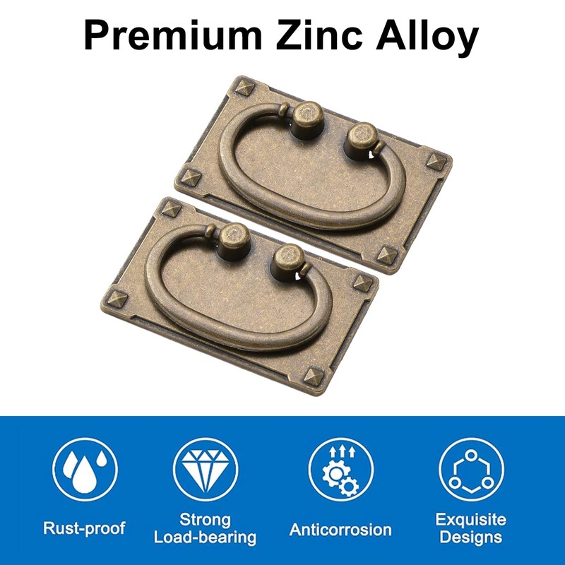 INCREWAY 4Pcs Pull Handle, Furniture Ring Pulls Antique Drawer Pulls,