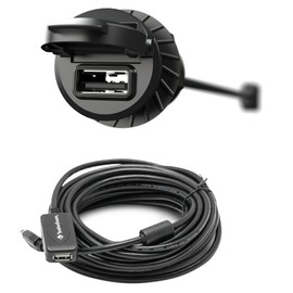 Rockford Fosgate PMX-USBP Universal USB Port with a Rockford Fosgate PMX-USBEXT 33 Ft USB Extension Cable