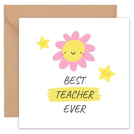 Thank You Teacher Cards - Teacher Thank You Card - With Envelope - For Nursery Teaching Assistant Best Head Nurse Lecturer TA Appreciation - From Children -14cm