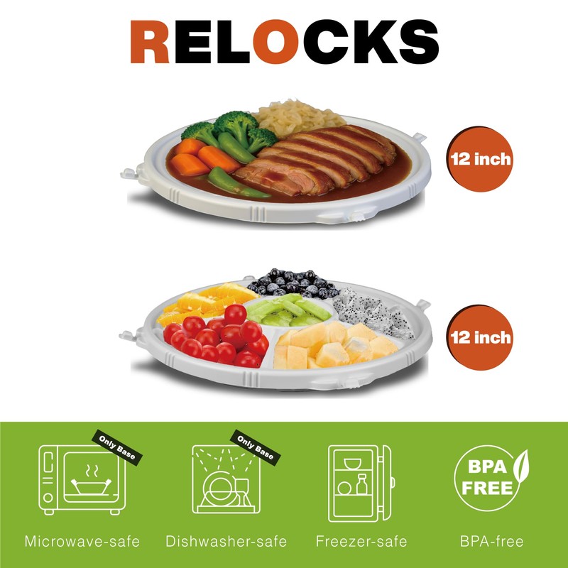 RELOCKS 12 in. Plastic Serving Trays with Lids, Party Platter,