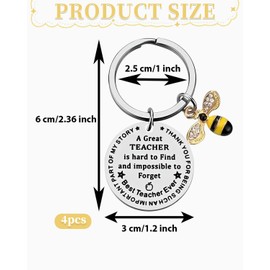 KGDUYC Thank You Keyring – 4 pcs Teacher Gift, Stainless Steel Keyring with Thank You That You Helped Me When Washing, Farewell Gift Teacher, Teacher Gift for Teachers