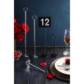 New Star Foodservice 23206 Plastic Double Sided Table Numbers, 1-50, 4-Inch by 4-Inch, Light Grey on Black