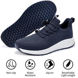 AEHAO Mens Non Slip Work Shoes Slip On Water Resistant Chef Shoe for Restaurant Kitchen Food Service Working Waterproof Walking Sneakers Breathable and Lightweight,Haze Blue 6.5