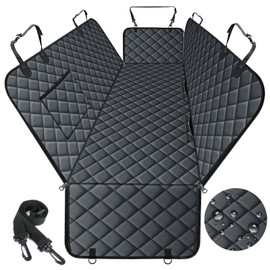 NECKORY Dog Car Seat Cover, Durable Waterproof Scratch Proof Nonslip Dog Hammock, Back Seat Covers with Pocket for Cars SUVs and Trucks - L, Black