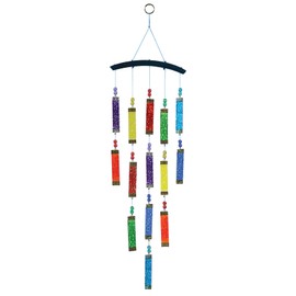 In the Breeze 7026 — Rainbow Textured Tiered Glass Mobile Wind Chime