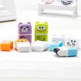 Cute Cartoon Eraser, 6 Pieces Cartoon Animal Erasers Rubber Kids Erasers with Shaving Rolls Case for Children's Parties School Office Supplies Stationery