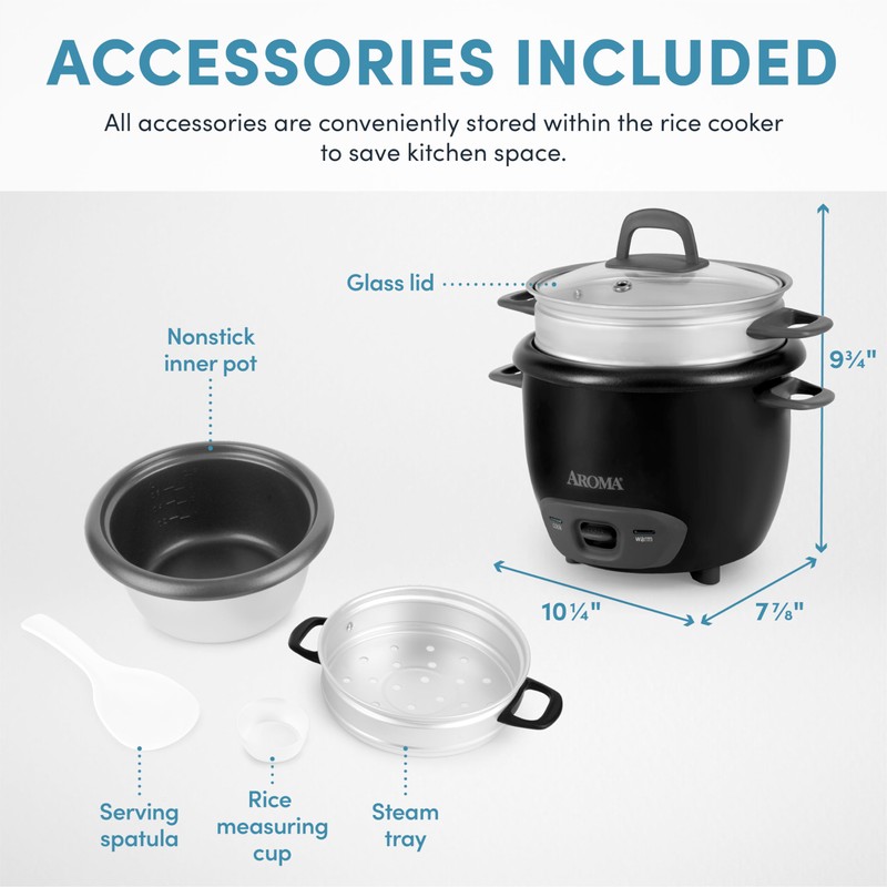 Aroma Housewares 6-Cup (Cooked) Pot-Style Rice Cooker and Food Steamer,