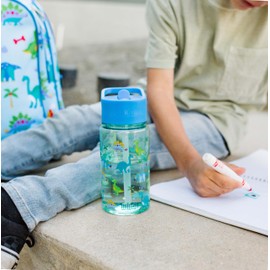 Wildkin Kids 16 Oz Water Bottle – BPA-Free Tritan, Leak-Proof Lid, Durable & Easy to Clean - Dinosaur Land