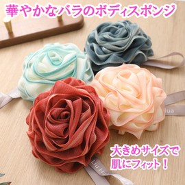 clowin Body Sponge, Rose, Foaming Net, For Body, Gentle on the Skin, Dense Hawk, Roses (Red)