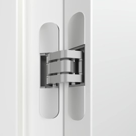 Chrome Invisible Door Hinge 180 Degree Swing, Heavy Duty (135lb) Hidden Door Hinge, Three-Way Adjustable, Interior Door Concealed Hinge - Villar Home Designs