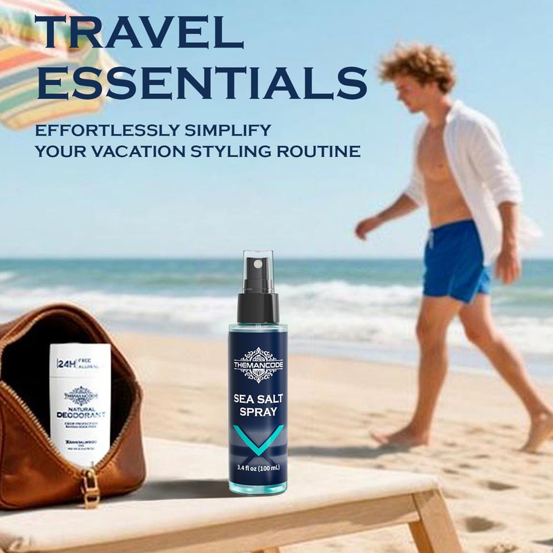 THEMANCODE Sea Salt Spray for Men, Travel Essentials, Beach Vacation