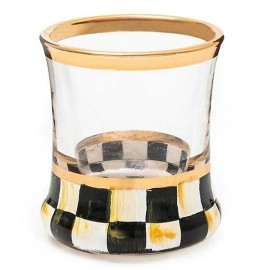 MacKenzie-Childs MacKenzie Childs SHOT GLASS COURTLY CHECK 2 OZ GOLD HAND PAINTED BRAND NEW - Shot Glass