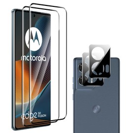 zZjoOoj Compatible with Motorola Moto Edge 50 Fusion for Tempered Glass, Pack of 2 3D Screen Protectors & 2 Camera Tempered Glass Film, 9H Hardness Anti-Scratch Protective Glass, HD