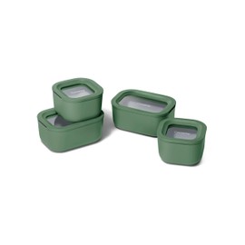 Caraway Mini Food Storage 9pc Set - Glass Storage Containers for Food - Non-Toxic Ceramic-Coated Glass - Air Release Technology - Compact & Stackable Design - Sage