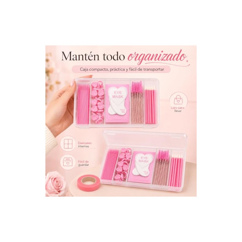 Lecute Set Profesional Aplicacion Extensiones de Pestañas Caja Organizadora Parches