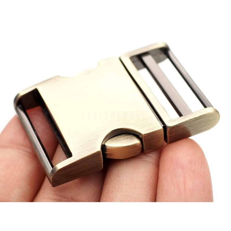 CRAFTMEMORE 1 inch Metal Curved Side Release Buckle Adjustable Clip