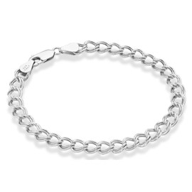 Miabella 925 Sterling Silver Italian Double Curb Link Chain Bracelet for Women Men, Charm Bracelet Made in Italy (6mm, Length 6.5 Inches (X-Small))