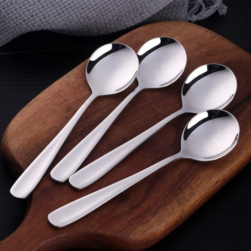 7-Inch Soup Spoons, Baikai Bouillon Spoon,18/10 Stainless Steel Finished Table