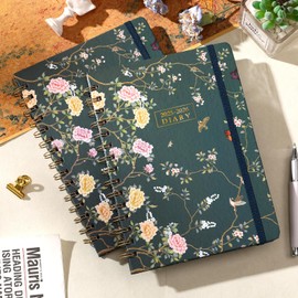 Academic Diary 2025-2026 - A5 Diary 2025-2026 Week to View, Runs from August 2025 to July 2026, with Beautiful Hardover and Twin-wrie Binding - Green, 21.5 x 15.5 x 1.5 cm