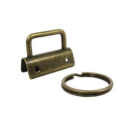 25 Key Fob Hardware with Key Rings Sets - 1" or 1.25" - PICK COLOR (1.25", Antique Brass)