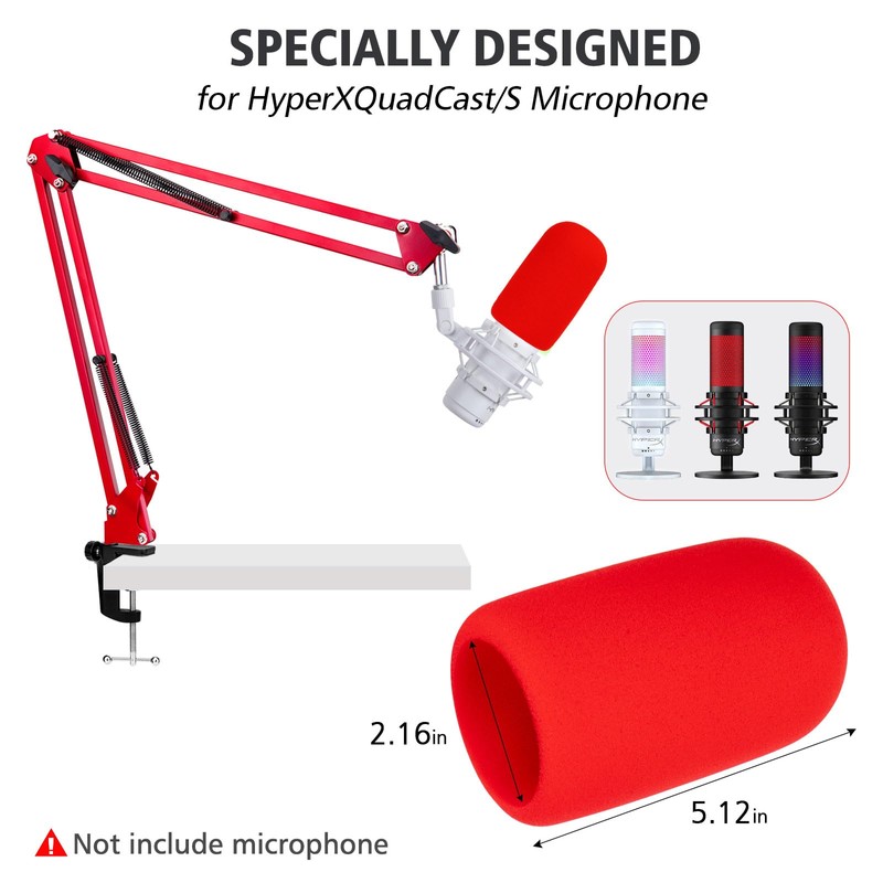 SUNMON HyperX QuadCast Boom Arm - Red Boom Arm for
