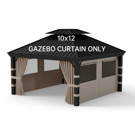 10x12 Gazebo Curtains Outdoor Waterproof, 4 Privacy Side Panels(Brown)