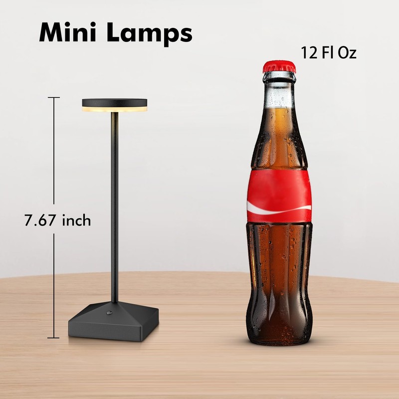 FUNTAPHANTA 3 Pack Black Small Cordless Table Lamps Rechargeable, Battery