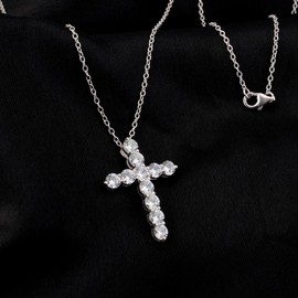 SDA Shine Bright with Our AAAAA Zircon Gold Plated Cross Necklace - Nice Gift for Women's Birthdays!, Medium, Gold Plated, Zircon