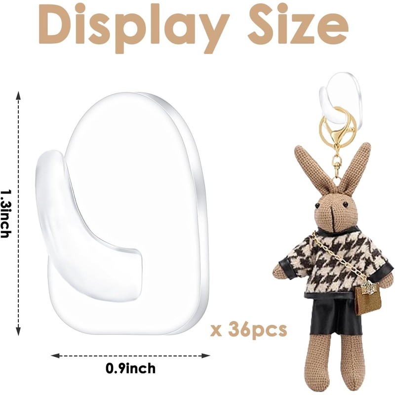 20 Pcs Clear Adhesive Wall Hooks for Hanging, Small Plastic