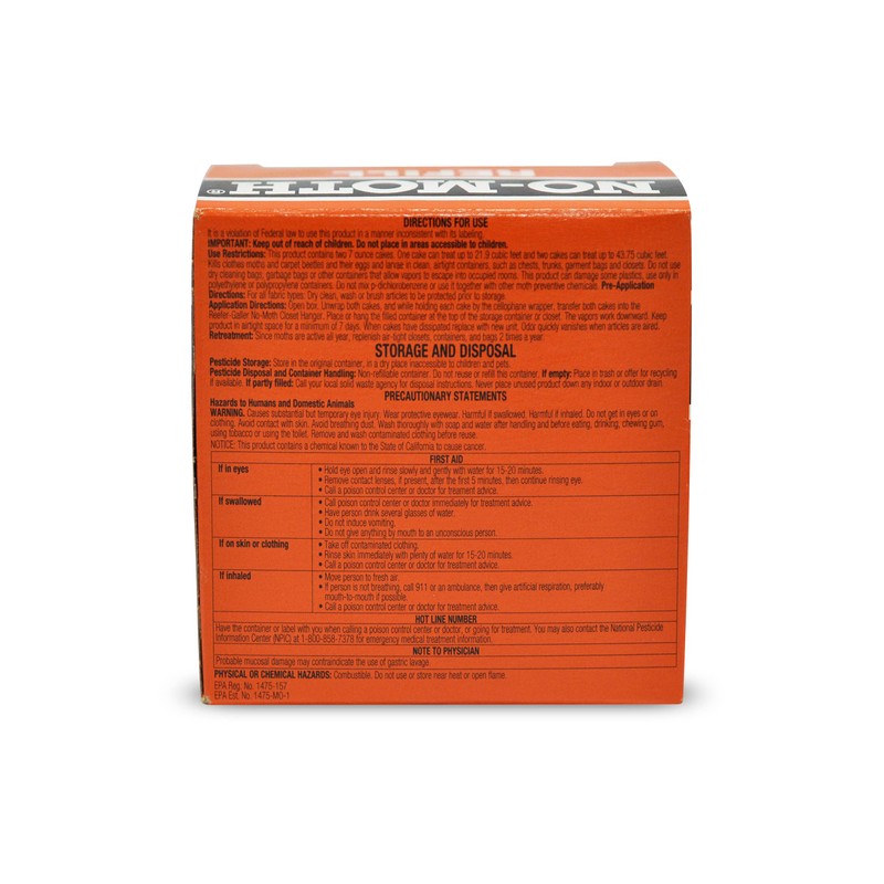 Reefer-Galler NO Moth Closet Hanger Refill Kills Clothes Moths, Carpet