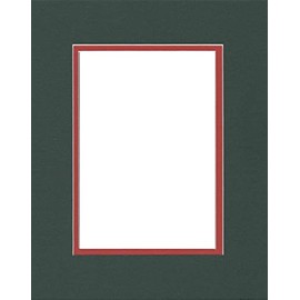 16x20 Double Acid Free White Core Picture Mats Cut for 12x16 Pictures in Pine Green and Orange