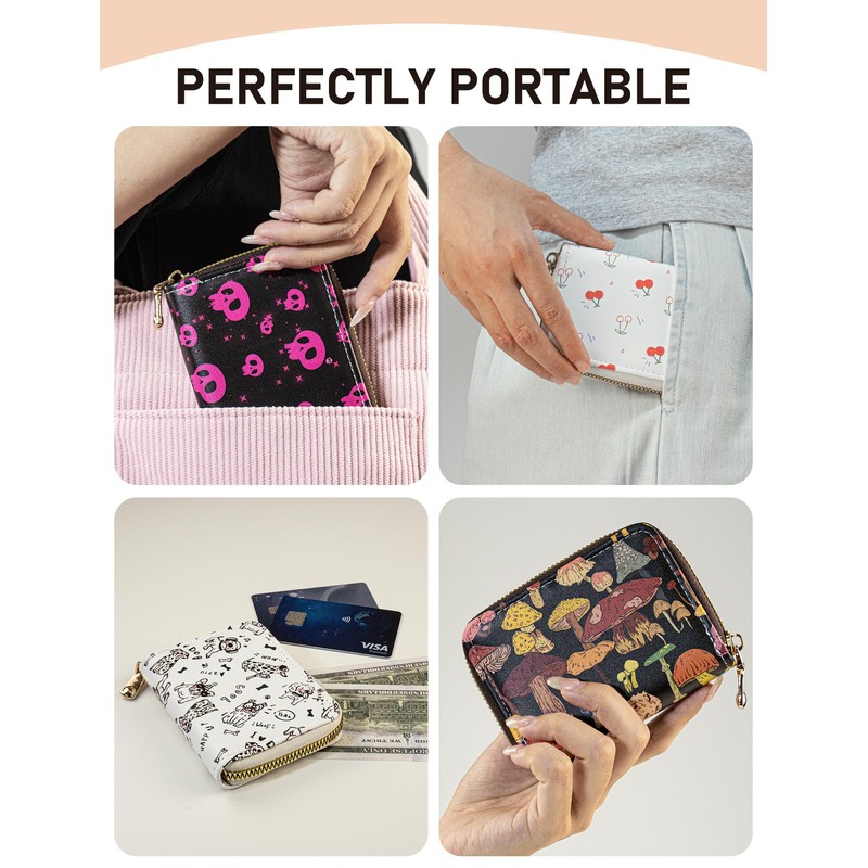 METALPHA Credit Card Holder for Women, Aesthetic RFID Blocking Zippered