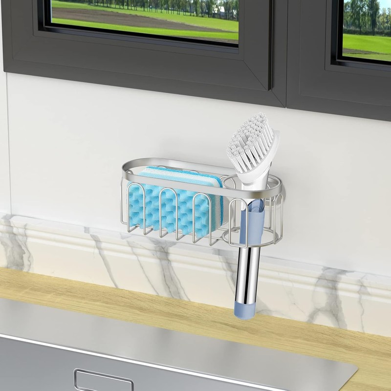 Yazoni 2-in-1 Sponge Holder for Kitchen Sink, Suction Cup Sponge