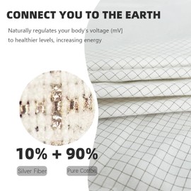 Amradield Grounding Sheet 10% Silver Fiber 90% Cotton 80"x 60"Faraday Protection Earthing Grounded Queen Flat Sheets Cotton Fabric Silver Fiber Mats for Bed Seats to Sleep Better and Recovery