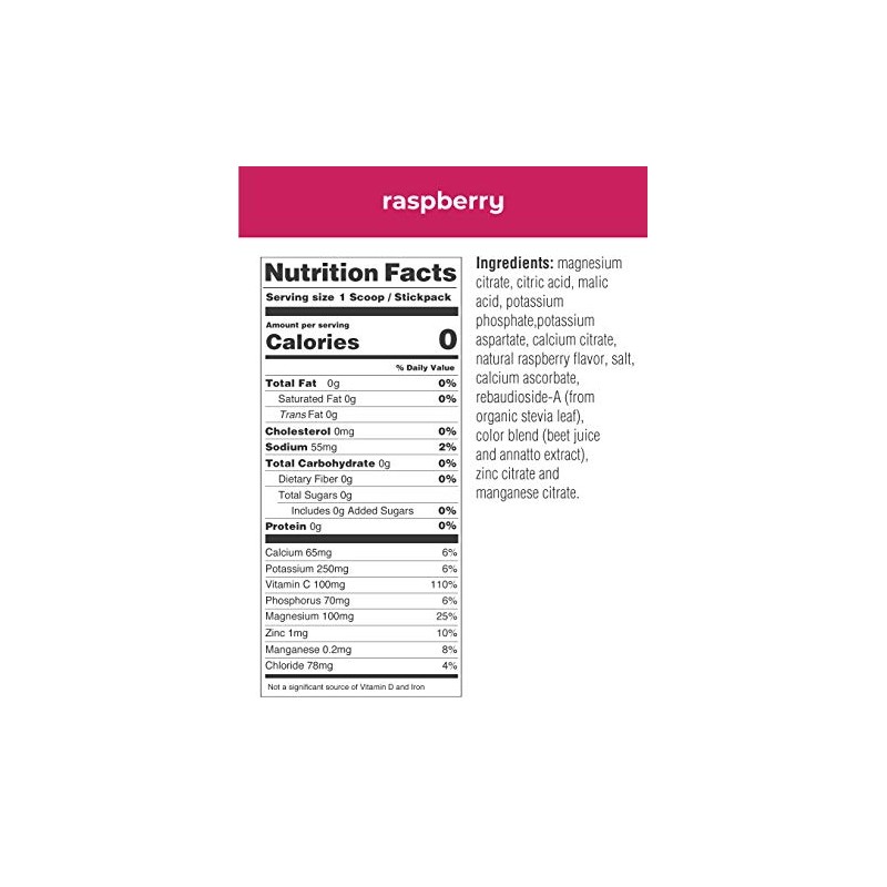 Ultima Replenisher Electrolyte Hydration Powder Raspberry Count Stickpacks Sugar Free