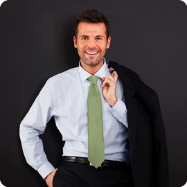 Laurant Bennet Men's Satin Smooth Mini Dotted Micro Fiber Poly Tie - Sage Green