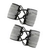 2Pcs Hair Comb Clips, Double Slide Hairpins, Black Elastic No