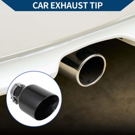 Hihaha Slant Exhaust Tip Clamp Rear Tailpipe Car Clamp on Stainless Steel 2.5" Inlet 4.1" Outlet 7.3" Length 1 Set Black