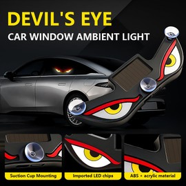 Sidaqi Luce Solare per Occhi da Diavolo per Finestrino Auto Wireless Dinamica Occhi da Demone Luce di Avvertimento USB Ricaricabile Occhi a LED per Auto SUV Camion Furgoni Parabrezza - 1PC