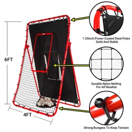 PLAYAPUT 2 in 1 Baseball Rebouder Net and Pitching Net, Adjustable Pitch Back Baseball Rebounder with Strike Zone,Base Ball Bounce Back Net for Pitching,Catching,Fielding,Throwing