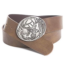Real Leather Belt (Belt Costume Belt, Deer, Brown, Belt Adjust Leather Pants - 85