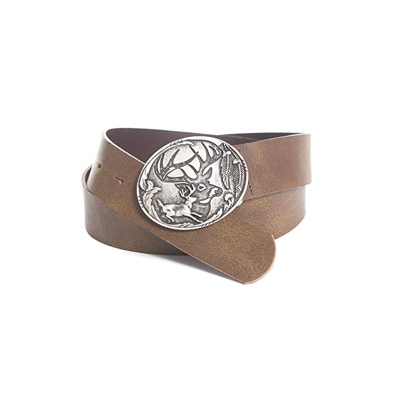 Real Leather Belt (Belt Costume Belt, Deer, Brown, Belt Adjust