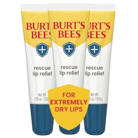 Burt's Bees Rescue - Alivio de labios, vainilla miel, bálsamo labial hidratante para labios secos y agrietados, con cera de abejas de origen Responsbily, manteca de karité y equinácea, 100 % de origen natural, tubo exprimidor de 0.35 onzas