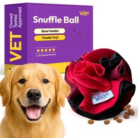 WOOPF Snuffle Ball for Dogs - Soft Interactive Toy for Mental Enrichment, Slow Feeding, Boredom & Stress Relief, Foraging - Thick & Durable Polar Fleece Treat Ball for Dogs - 7.9", Large, Strawberry