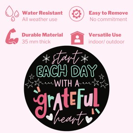 Start Each Day with a Grateful Heart Decorative Magnet, Decal for Kitchen Fridge, Laptop, or Locker, 5.5 Inches