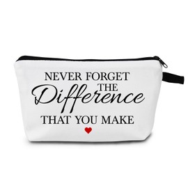MoCaliduccious Never Forget The Difference That You Make Coworker Retirement Gift Retiring Teacher Cosmetic Case Teacher Appreciation Makeup Bag Zipper Makeup Pouch Thank You Travel Toiletries Bags