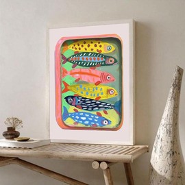 Fish Pattern Unframed Painting, 1 Count Modern Canvas Wall Art, Wall Decor for Home Living Room Bedroom Study Room, Home Decor - Specification: 20*30cm, pattern: Fish